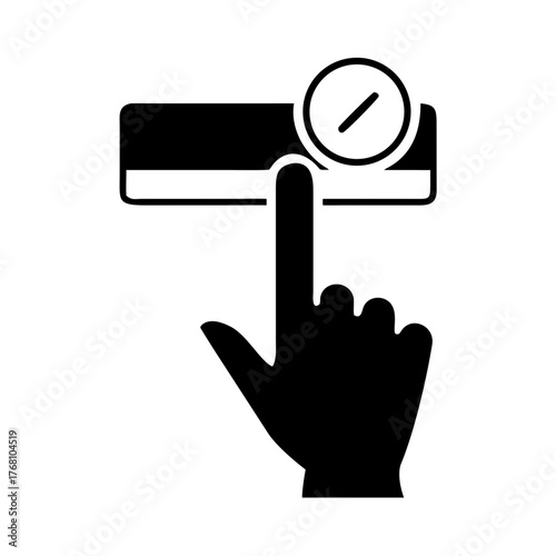 Hand selecting credit card with timer symbol on top right