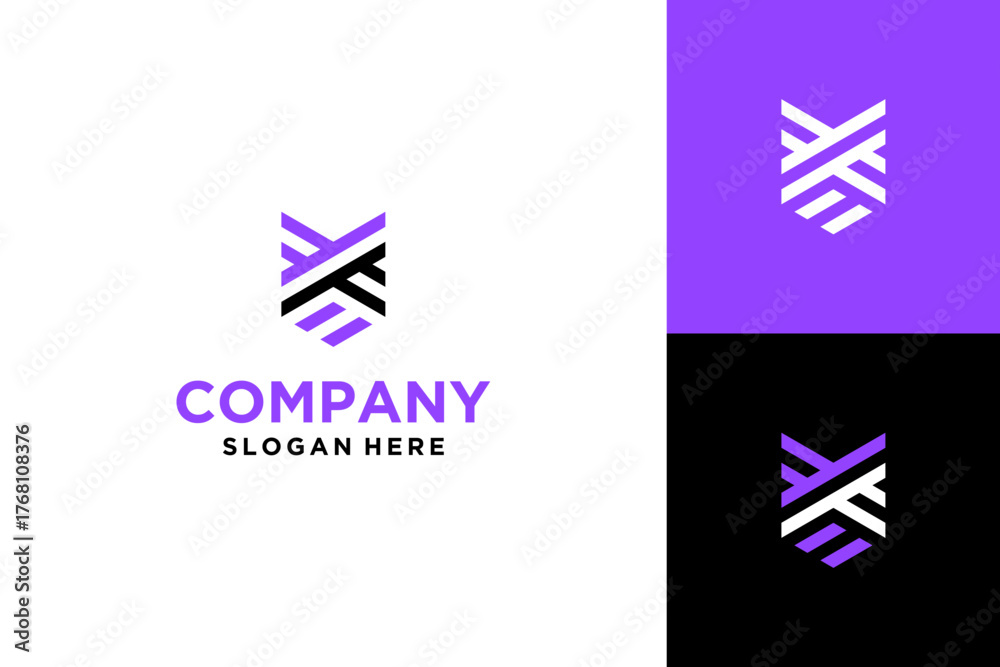 Naklejka premium Modern Shield logo line art design