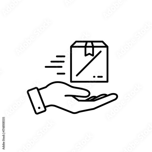 Hand offering delivery package representing fast shipping and online shopping.