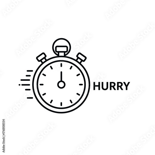 Hurry Up Stopwatch Icon Line Art Illustration.