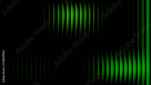 Abstract green digital glitch effect with vertical lines on a dark backdrop futuristic tech background