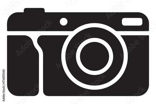 Silhouette of camera icon black outline vector illustration isolated on white background
