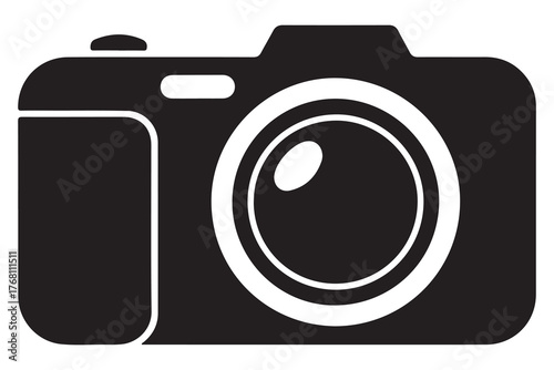 Silhouette of camera icon black outline vector illustration isolated on white background
