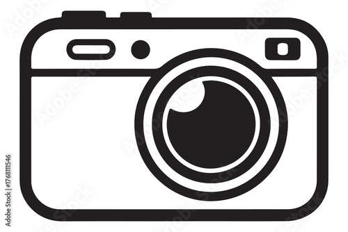 Silhouette of camera icon black outline vector illustration isolated on white background
