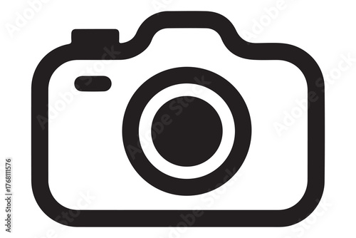 Silhouette of camera icon black outline vector illustration isolated on white background
