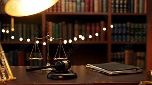 Interior View of a Lawyer's Office with Decorative Lamp and