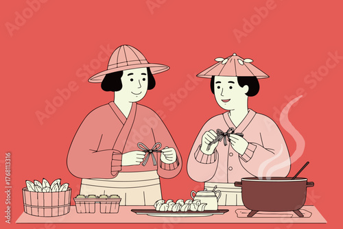 Preparing Korean New Year Food