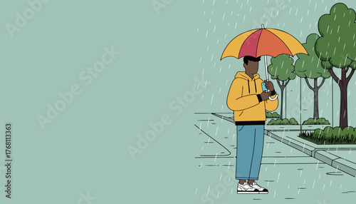 Man with Umbrella in the Rain