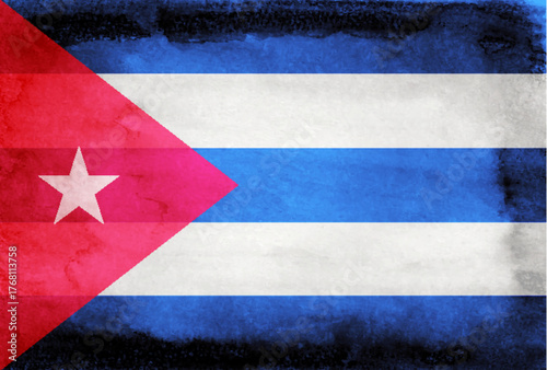 キューバ　国　旗　和紙　背景