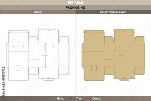 Insert style tuck end dieline made with a polished vector layout stable printing base and guided die line zones that protect and organize packaged items