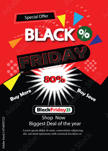 Flat black friday vertical poster template