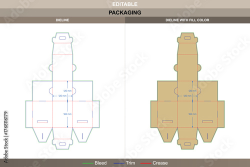 Mini cupcake gable box dieline in a neat vector format for clean printing and attractive packaging results with stable fold panels and accurate die line shaping for bakery display