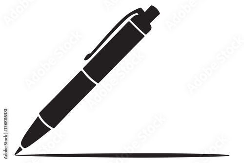 Modern fountain pen icon flat black silhouette vector isolated on transparent
