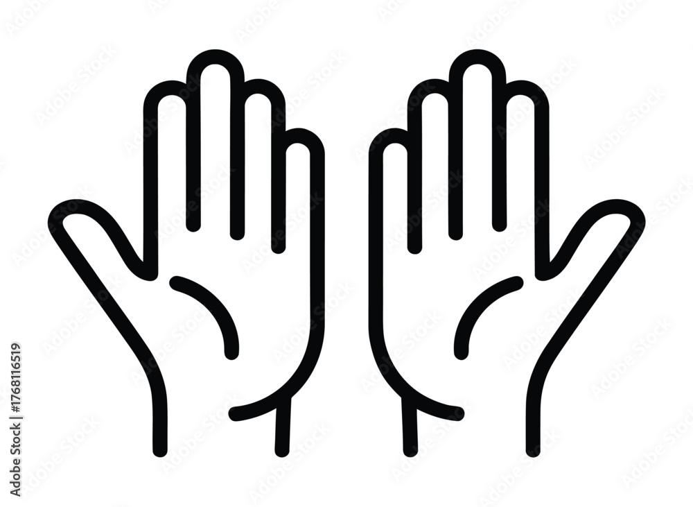 Fototapeta premium Raised hands icon gesture and celebration vector illustration