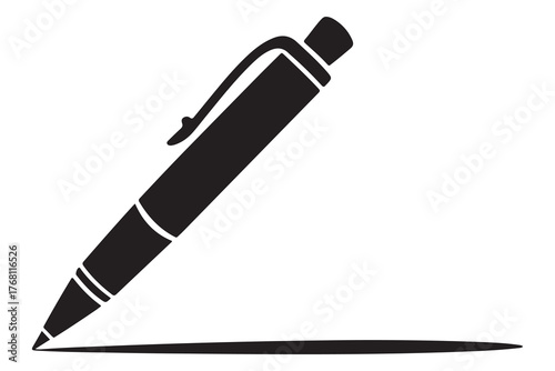 Modern fountain pen icon flat black silhouette vector isolated on transparent
