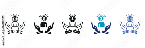 Salary Icon Set Consisting of Multiple Styles Vector Illustration