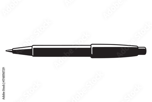 Modern fountain pen icon flat black silhouette vector isolated on transparent
