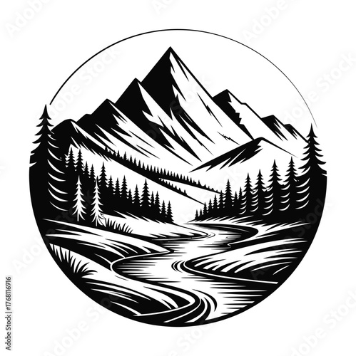 Mountain landscape icon nature and adventure vector illustration