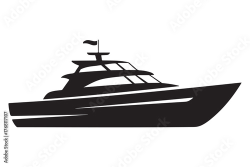 Ship boat silhouette marine travel transport icon in black and white illustration

