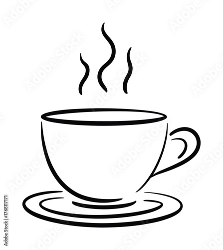 Coffee cup line art hot drink vector illustration