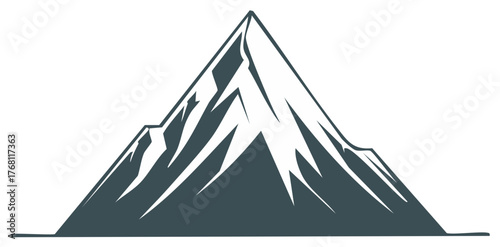 Simple Mountain Icon With Sharp Peaks and Ridges Isolated on White, Natural Beauty of Hiking and Outdoor Recreation