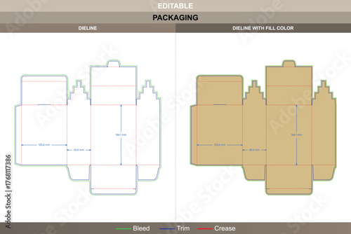 Reverse tuck end dieline produced through vector clarity with smooth printing flow and a neat die line system that maintains packaging strength on every fold