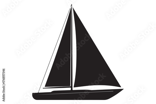 Ship boat silhouette marine travel transport icon in black and white illustration
