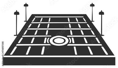 Frisbee golf course illustration with lights and targets graphic icon element for vector design