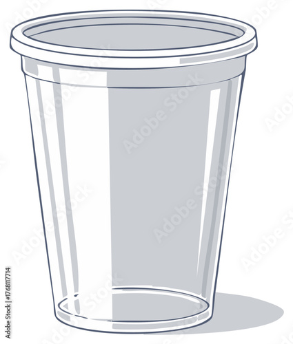 Clear Plastic Cup Illustration Disposable Container for Beverages Transparent and Clean