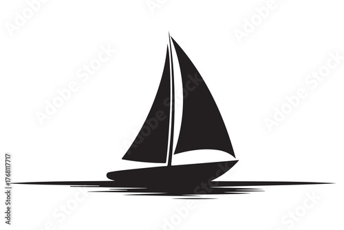 Ship boat silhouette marine travel transport icon in black and white illustration
