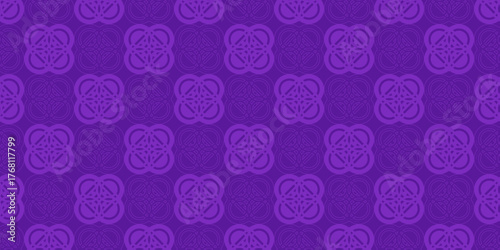 Purple ornamental circular medallion seamless pattern