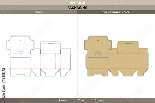 Security buckle tuck end dieline produced through refined vector planning optimized printing and defined die line shaping that protects the packaging lock