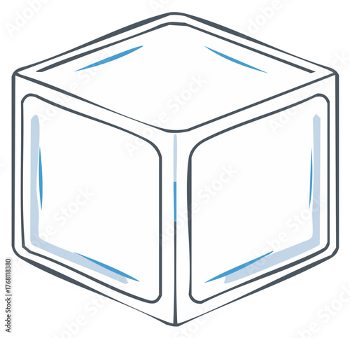 Geometric frozen water cube illustration for refreshing cool drinks and chilly concepts