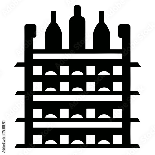 Minimalist wine rack silhouette with bottles ready for use