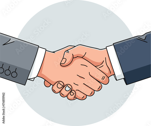 Professional Handshake Concluding a Business Agreement in a Neutral Setting Illustrating Partnership, Collaboration, and Success for Corporate Presentations and Marketing, a Modern Cartoon Style Graph