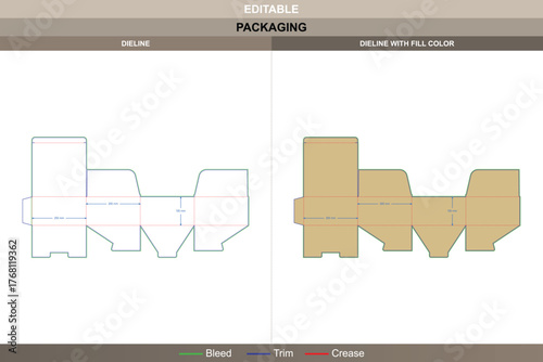 Square cardboard box dieline created through a neat vector plan reliable printing process and smooth die line tracking that supports a sturdy packaging frame