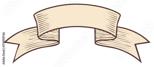 Beige Ribbon Banner Illustration for Messages and Decoration on White Background