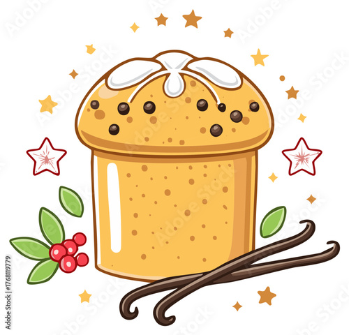 Celebratory Sweet Bread with Berries, Vanilla, and Decorative Stars