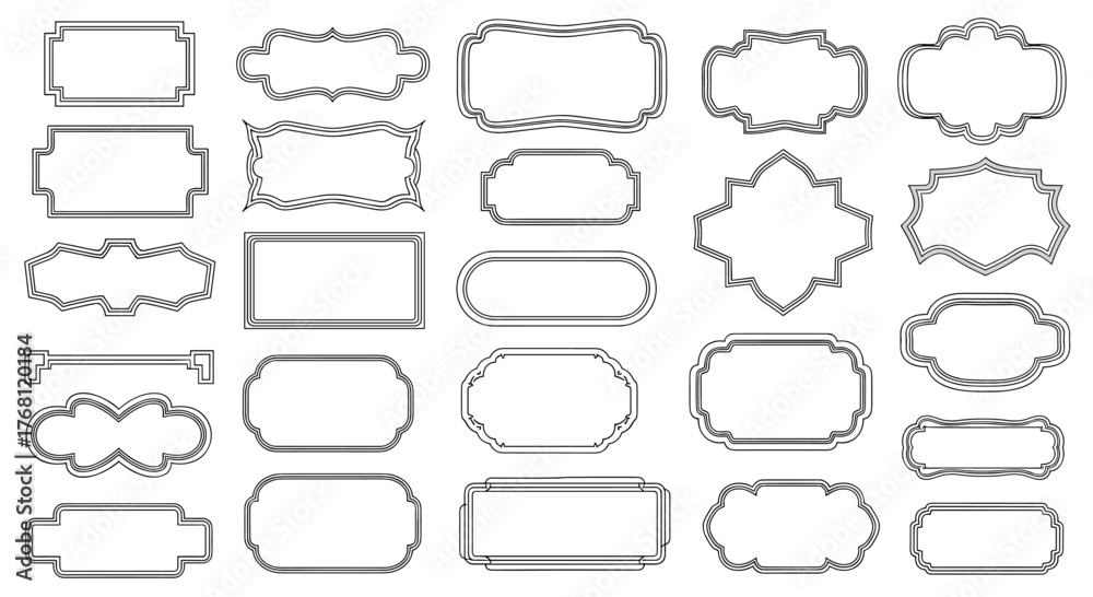 Obraz premium Collection of diverse ornate rectangular and irregular shaped decorative borders and frames.