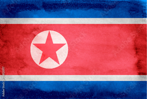 北朝鮮　国　旗　和紙　背景
