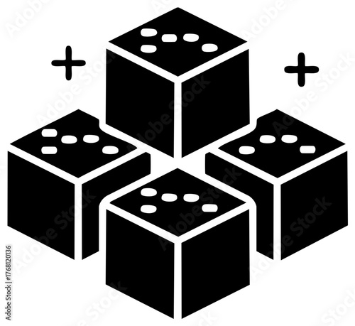 Illustration of Stacked Sugar Cubes with Two Plus Signs for Additional Sweetness