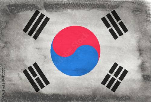 韓国　国　旗　和紙　背景