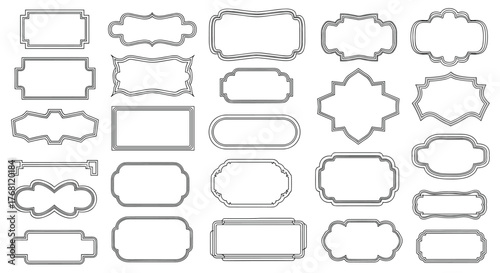 Collection of diverse ornate rectangular and irregular shaped decorative borders and frames.