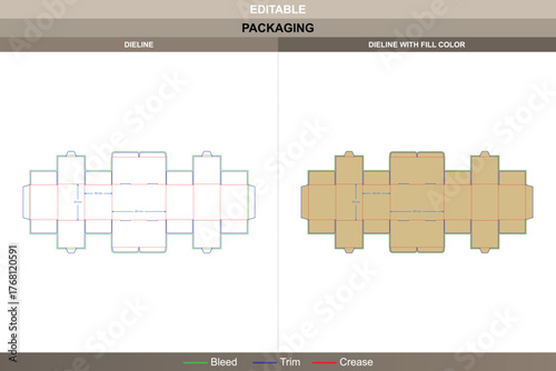 Tuck end box 2-in-1 snap lock dieline designed in vector layout clean printing workflow and sturdy packaging structure with exact die line cuts for functional dual usage