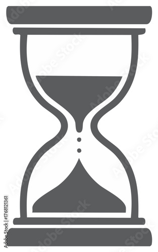 Hourglass time measurement device with sand flowing through the narrow neck