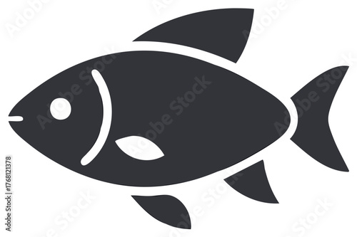 Simple Fish Icon Silhouette Vector Graphic for Fishing and Seafood Logo