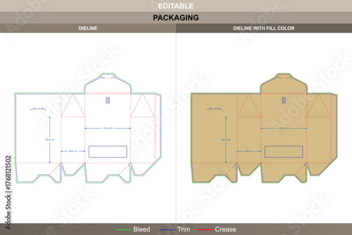 Tuck end box with window dieline in a professional vector layout for clean printing and stylish packaging display with secure folds and reliable die line detail for toy products