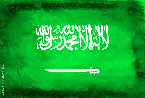 サウジアラビア　国　旗　和紙　背景