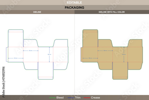 Tuck top gift box dieline in a simple vector layout for smooth printing and elegant packaging finish with reliable fold sections and clean die line guidance for easy assembly
