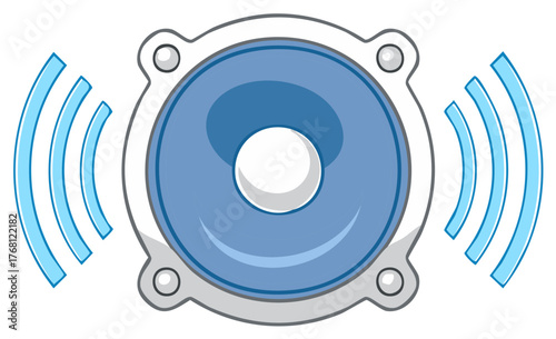 Loud audio speaker icon with sound waves vector illustration